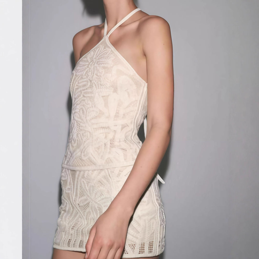 Damen Elegantes Spitzenkleid mit innovativem Schnitt und floralem Design EB