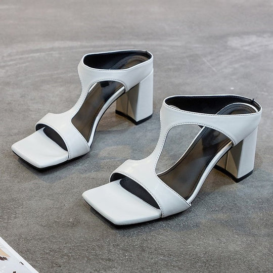 Damen elegante Plateau-Sandaletten mit geschwungenem Design EB