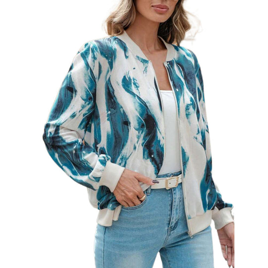 Damen Abstract Print Bomberjacke EB