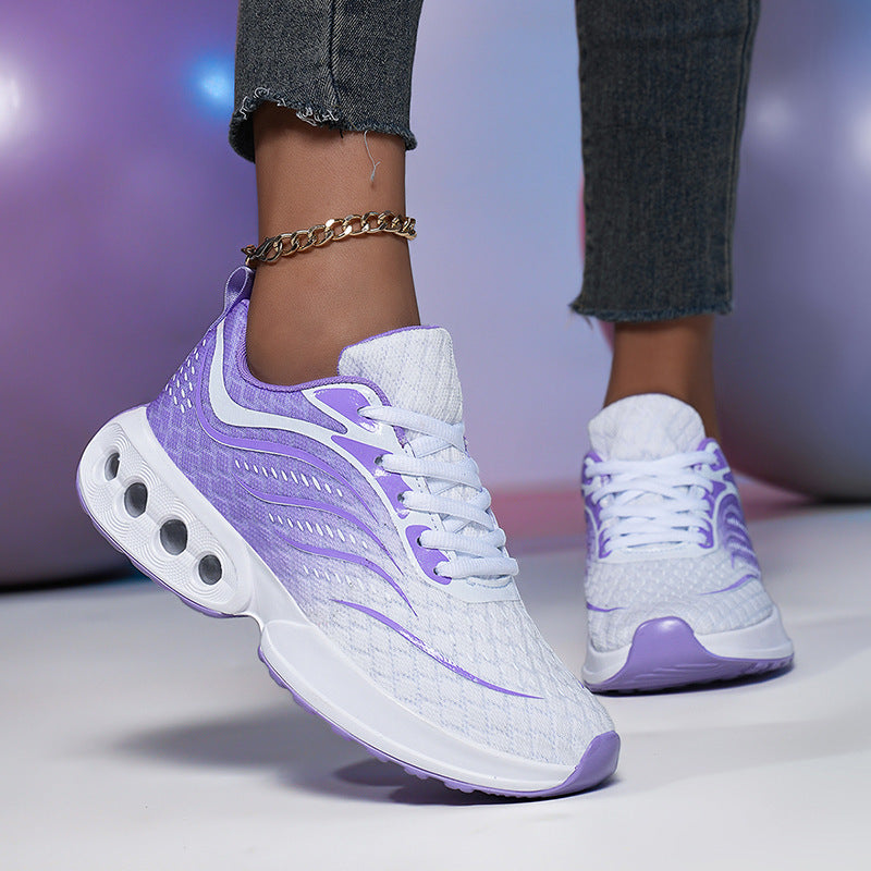 Damen nan sportive Strick-Laufschuhe mit belüfteter Luftkammersohle und ergonomischer Abrollsohle EB