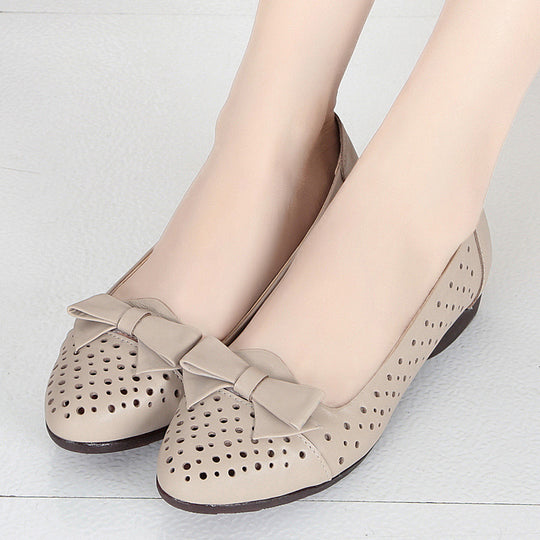 Damen Luftige Ballerinas mit elegantem Schleifen-Detail und atmungsaktiven Perforationen EB