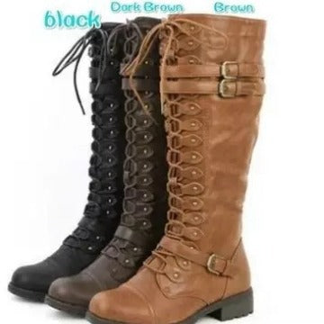 Damen Hochformat Stiefel mit dekorativer Schnürung und robustem Profil EB