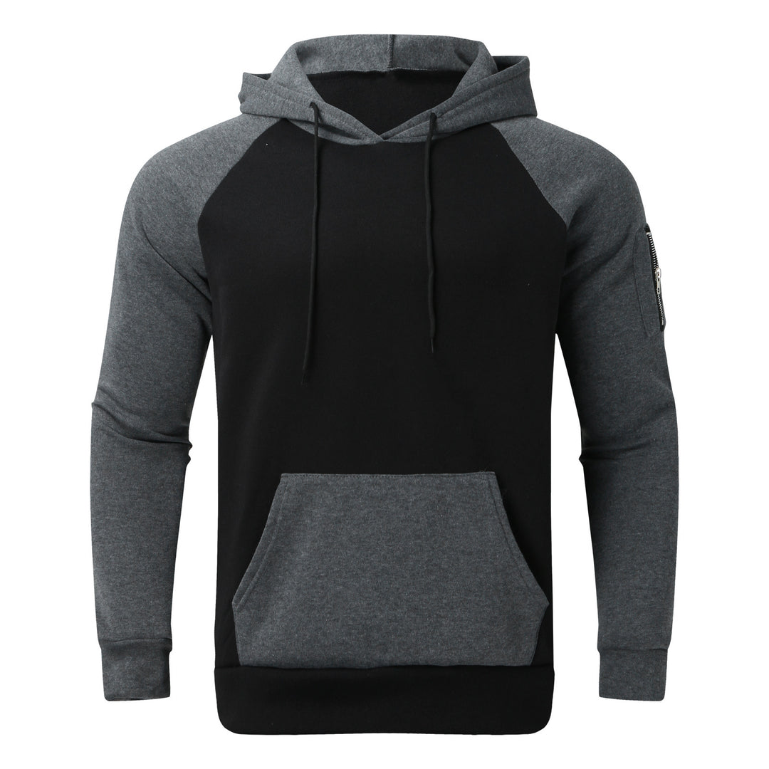 Herren nan Raglan-Kapuzenpullover aus Baumwollmix mit Kängurutasche, Ärmeltasche und Kapuzenkordel EB