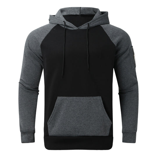 Herren nan Raglan-Kapuzenpullover aus Baumwollmix mit Kängurutasche, Ärmeltasche und Kapuzenkordel EB
