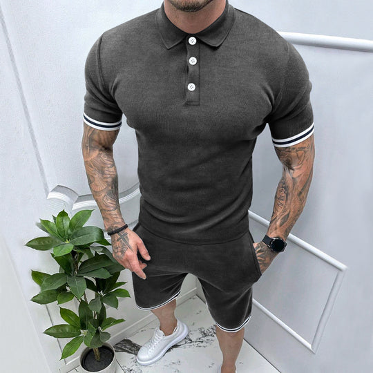 Herren Sportliches Kurzarm-Set mit hochwertigen Kontraststreifen und elastischem Bund EB