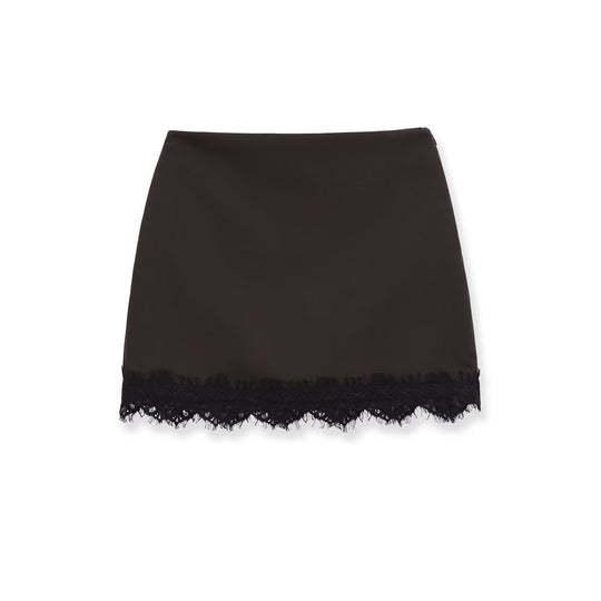 Damen eleganter Rock mit Spitzenbesatz und strukturiertem Gewebe EB