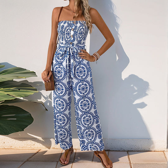 Damen Jumpsuit mit trendigem bandeau Design und praktischen Taschen EB