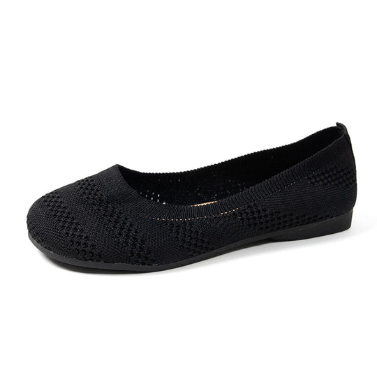 Damen Ballerinas mit elastischem Strickdesign und rutschfester Sohle EB