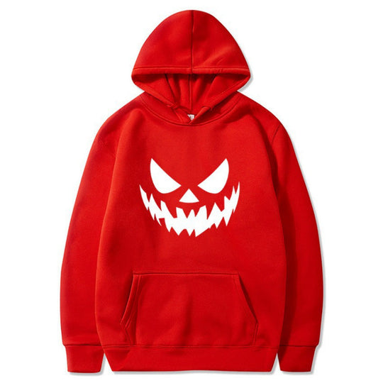 Unisex nan Kapuzenpullover mit gruseligem Kürbisgesicht-Print und Oversize Kängurutasche EB