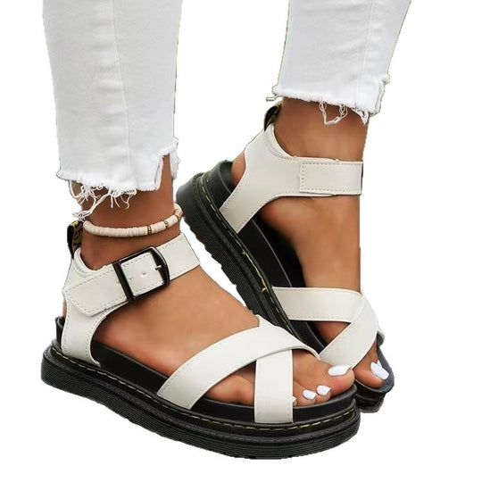 Damen modische Cross-Sandalen mit verstellbarem Fersenriemen und rutschfester Sohle EB