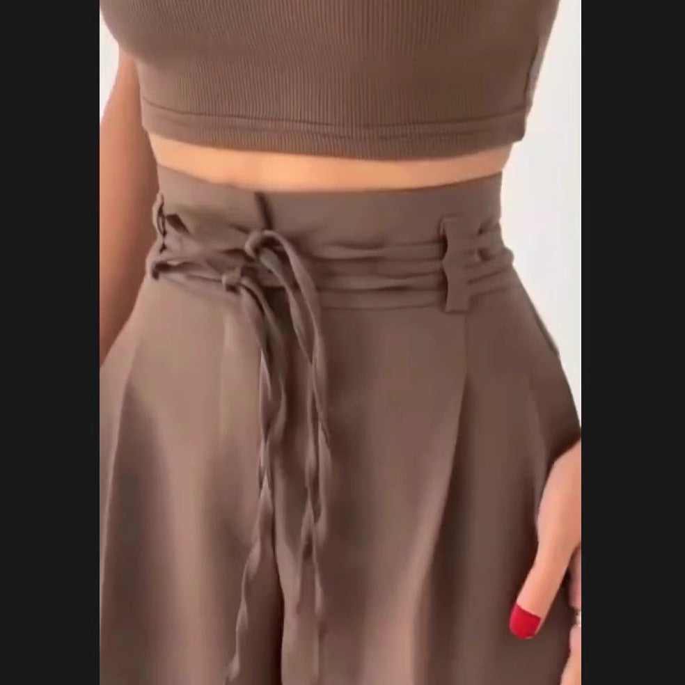 Damen Weite Hochbund-Hose mit raffinierter Drapierung EB