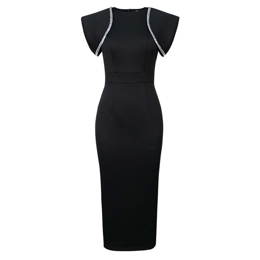 Damen figurbetontes Kleid mit dekorativen Rüschenträgern EB