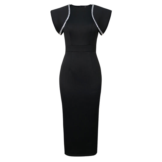 Damen figurbetontes Kleid mit dekorativen Rüschenträgern EB