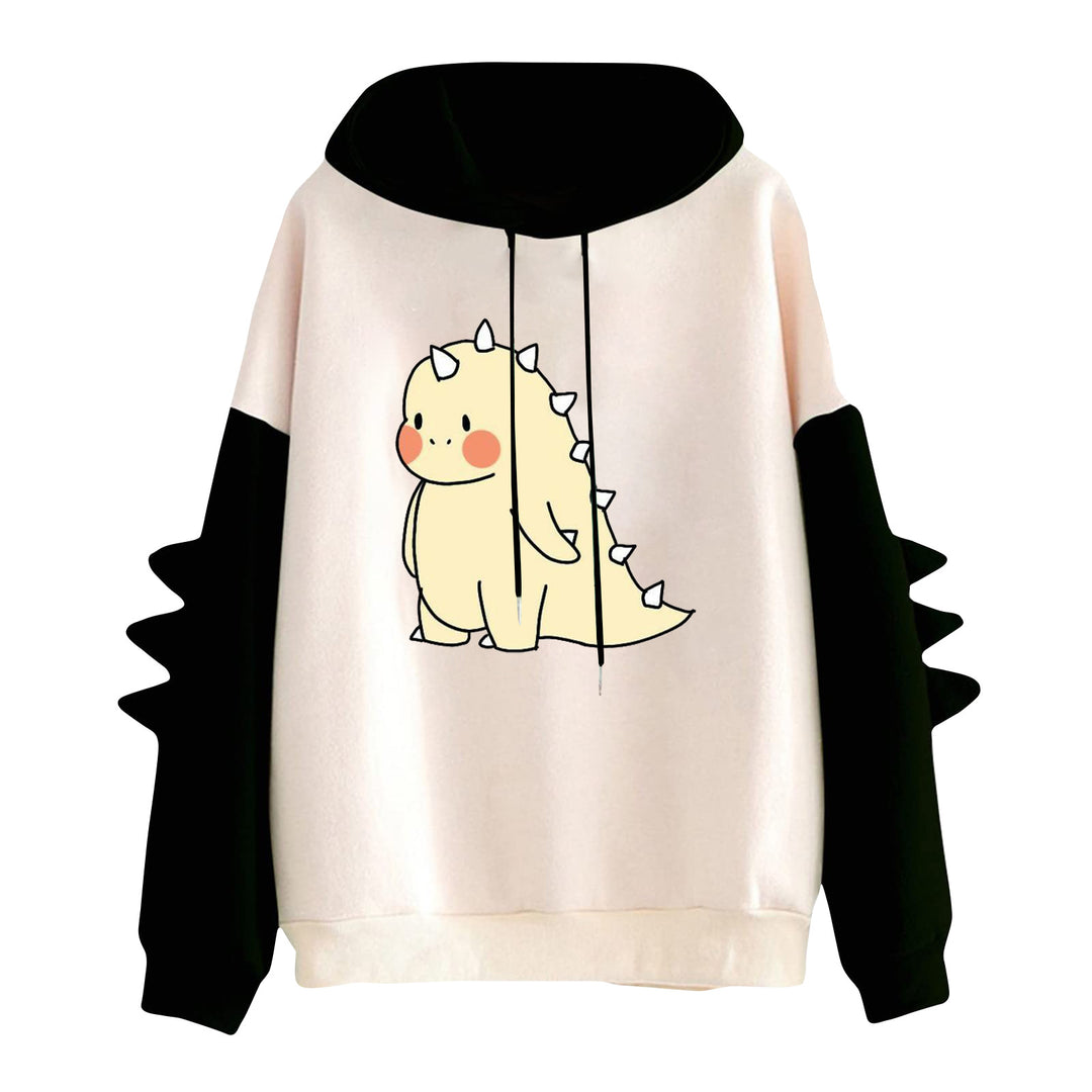 Damen nan Kapuzenpullover mit niedlichem Dinosaurier-Print und dreidimensionalen Ärmeldetails EB