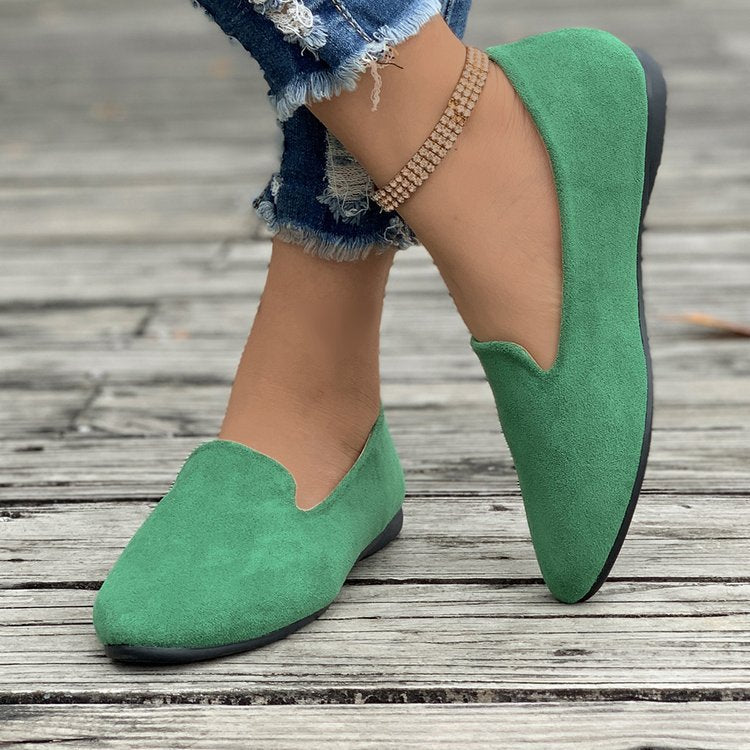 Damen spitz zulaufende Velours‑Loafer mit gepolsterter Innensohle EB