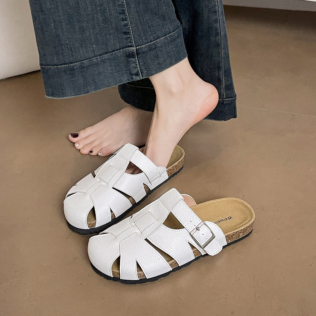 Damen bequeme Sandalen mit modischer Schnallenverzierung EB