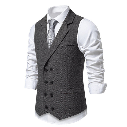 Herren elegante Herringbone-Weste mit doppelter Knopfleiste EB