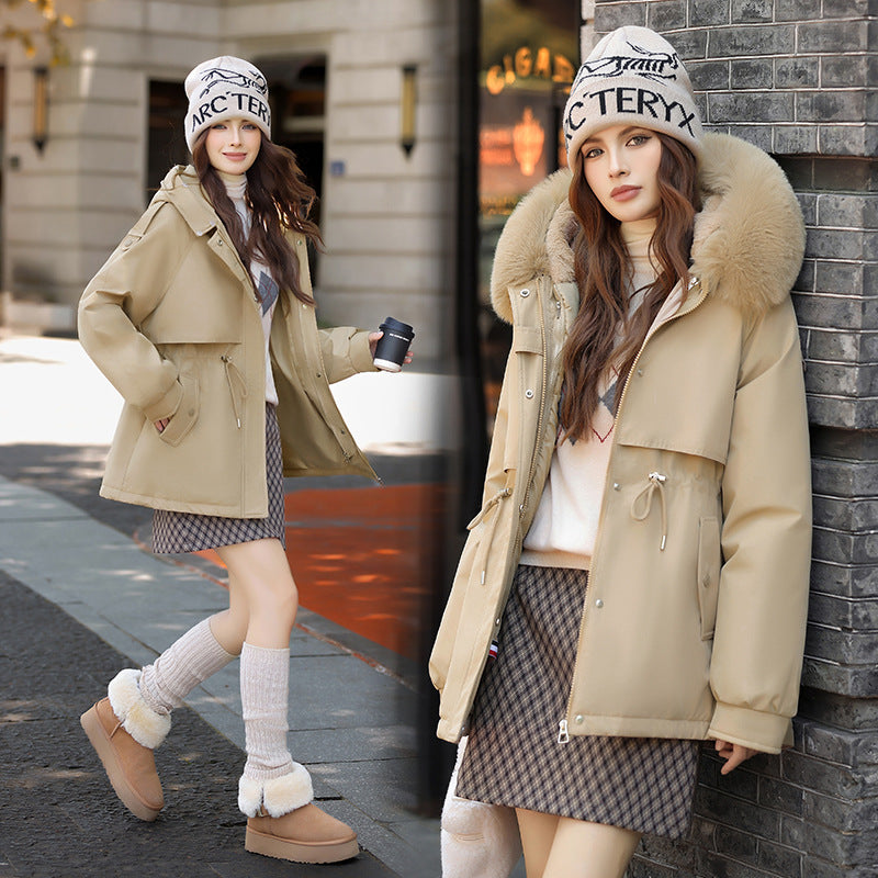 Damen Winterjacke mit abnehmbarem Kunstfellkragen EB