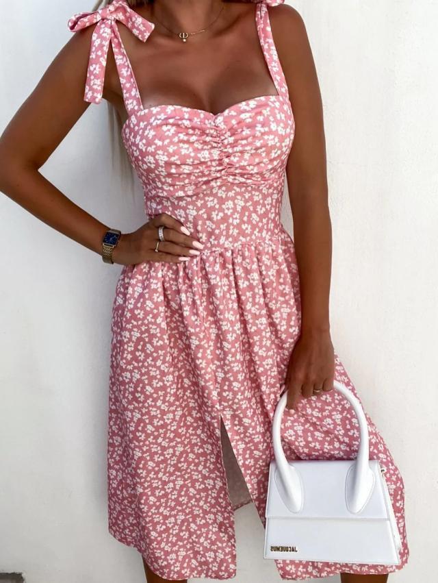 EB | Midi Kleid mit Rüschensleeve und Herzausschnitt