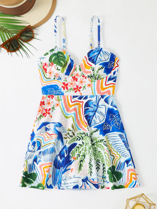 Damen Strandkleid mit floralem Design EB