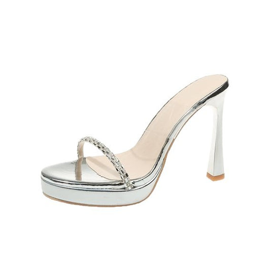 Damen transparente High Heel Sandalen mit glitzerndem Riemen EB