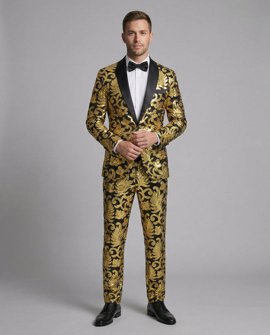 Herren glamouröses Pailletten-Anzugset EB