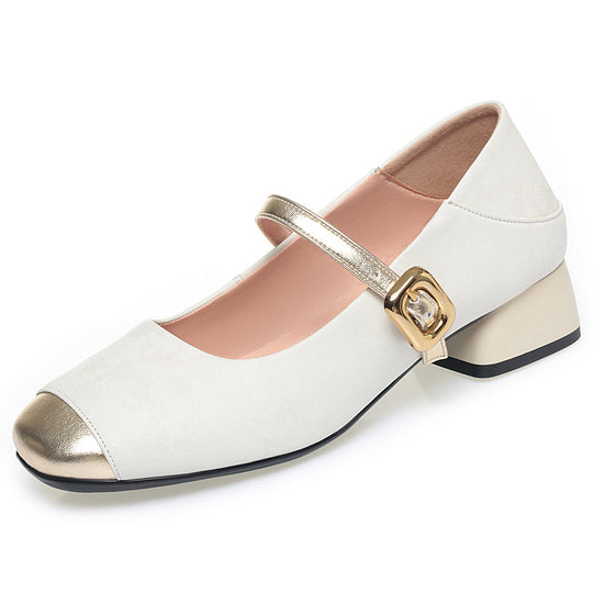 Damen Mary Jane Pumps mit verstellbarem Riemen und komfortablem Blockabsatz EB