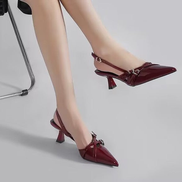 Damen Slingback High Heels mit glänzenden Akzenten EB