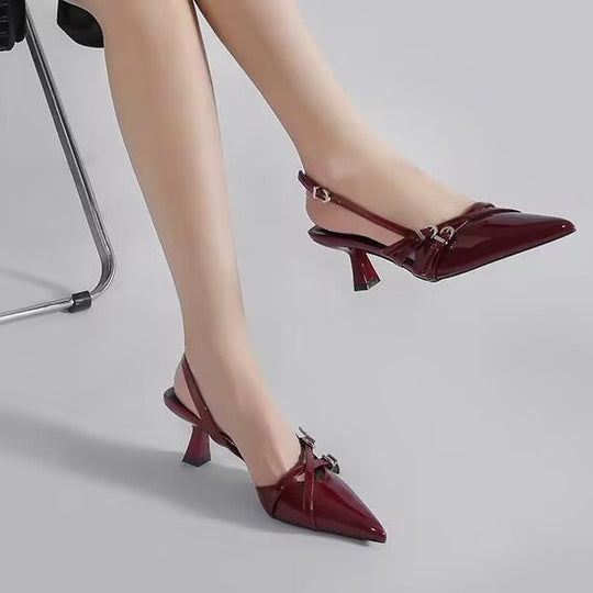 Damen Slingback High Heels mit glänzenden Akzenten EB