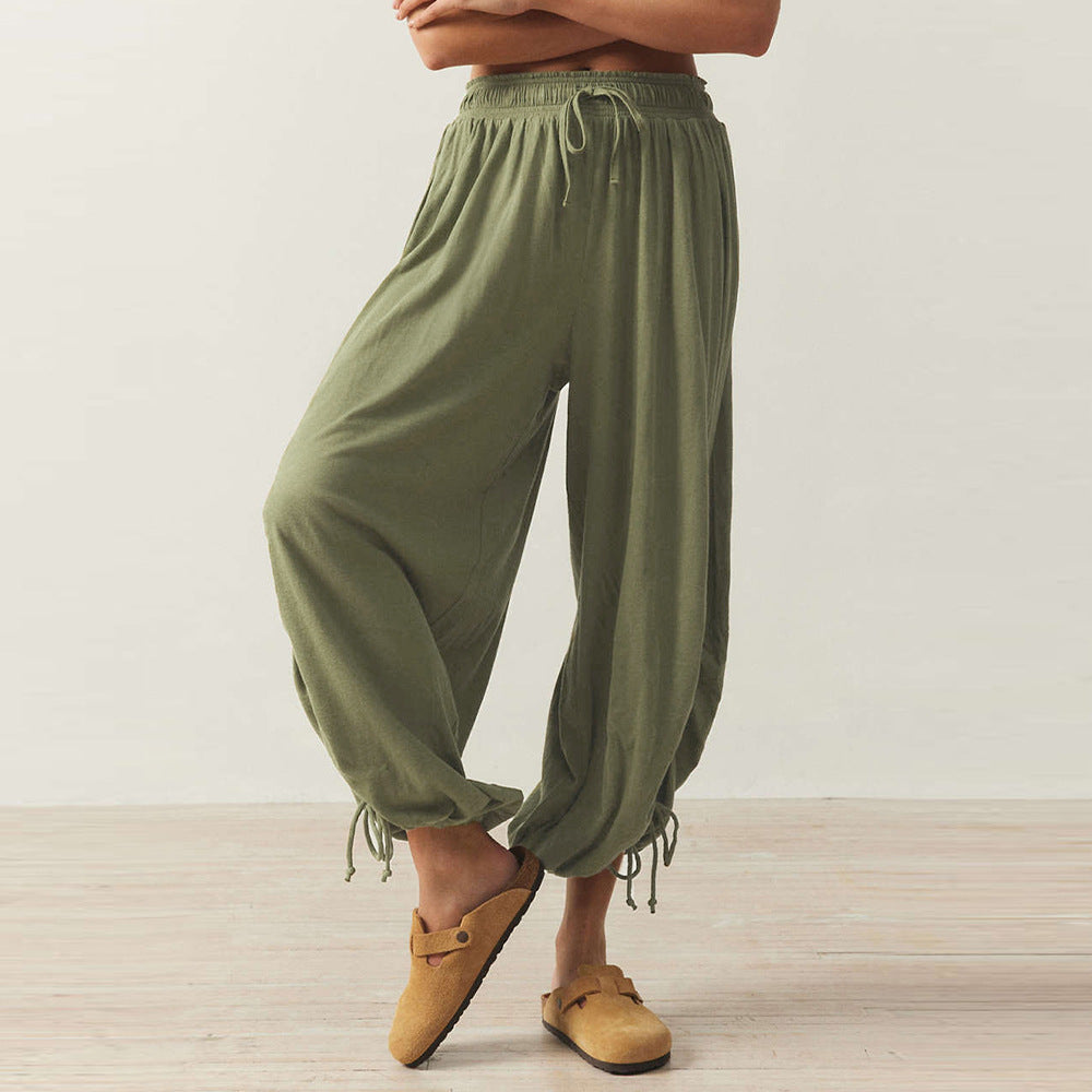 Damen Bequeme Haremshose mit raffinierten Rüschendetails EB