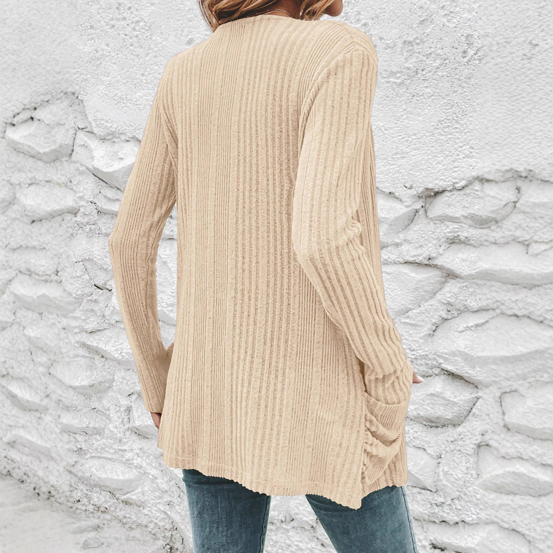 Damen Strickjacke mit langen Ärmeln und seitlichen Taschen EB