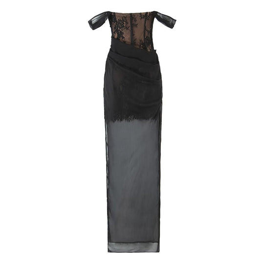 Damen aufwendiges Spitzenkleid mit eleganten Rüschendetails EB