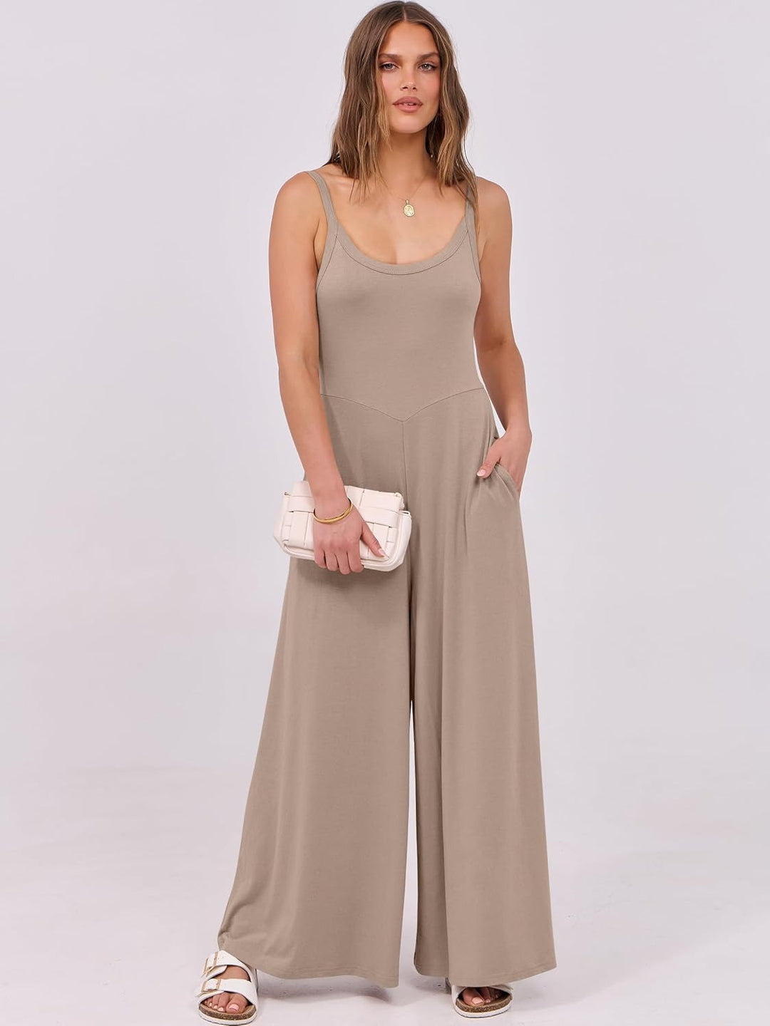 Damen eleganter Jumpsuit mit weitem Bein und komfortablem Schnitt EB