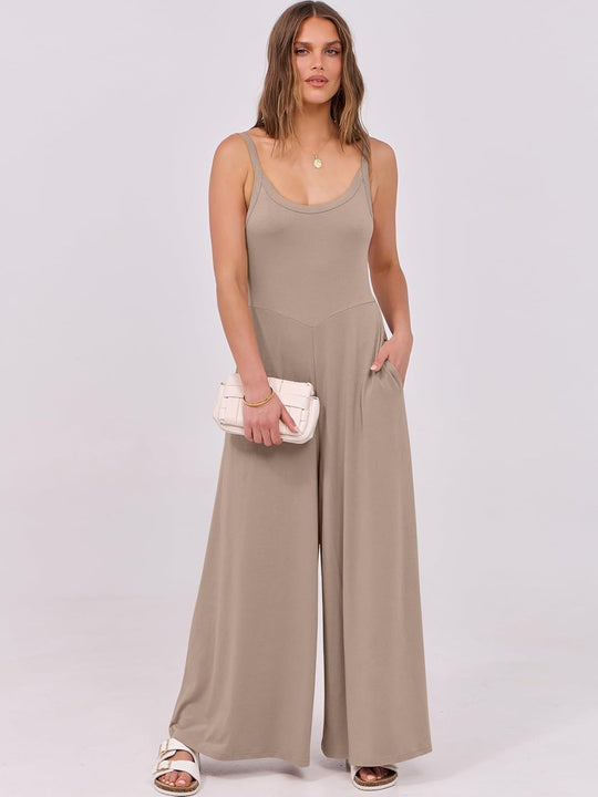 Damen eleganter Jumpsuit mit weitem Bein und komfortablem Schnitt EB