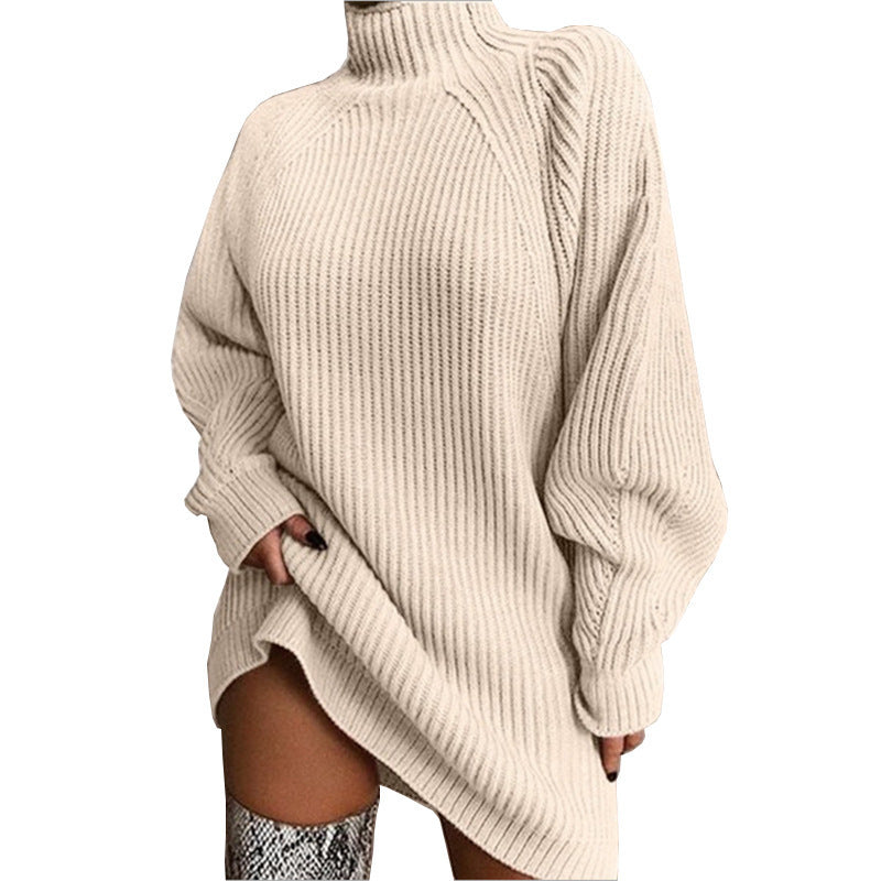 Damen Oversized Strickpullover mit hohem Kragen EB