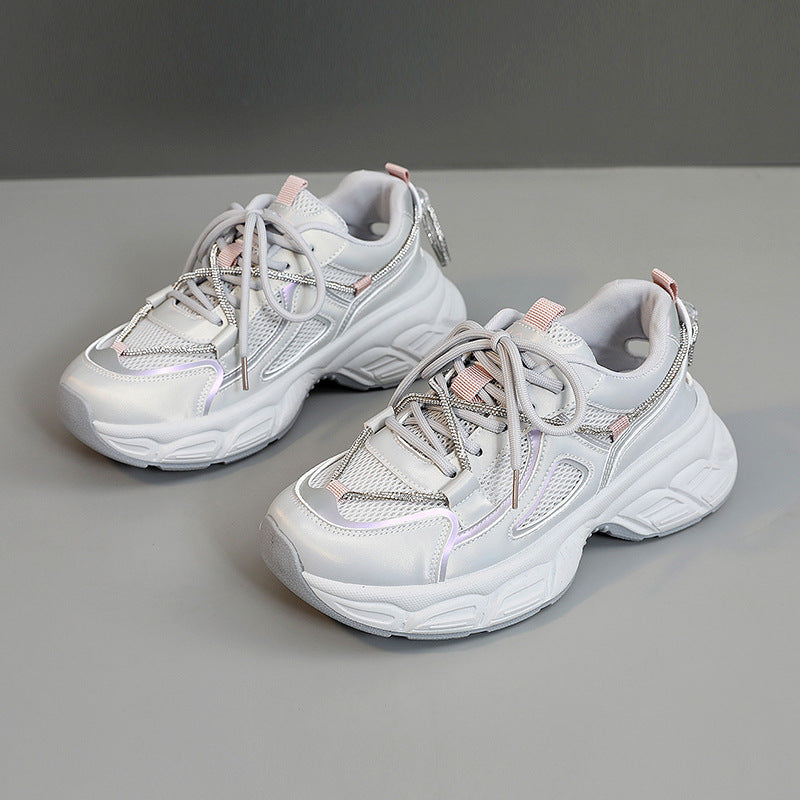 Damen modische Chunky Sneakers mit sportlicher Profilierung und atmungsaktiver Mesh-Oberfläche EB