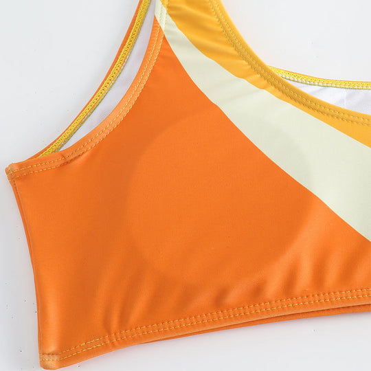 Damen asymmetrisches Bikini-Set mit hohem Beinausschnitt EB