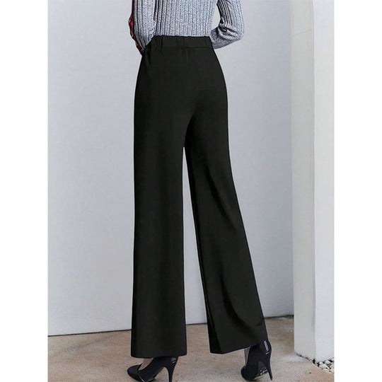 Damen Hochtaillierte Palazzo-Hose mit seitlichen Falten EB