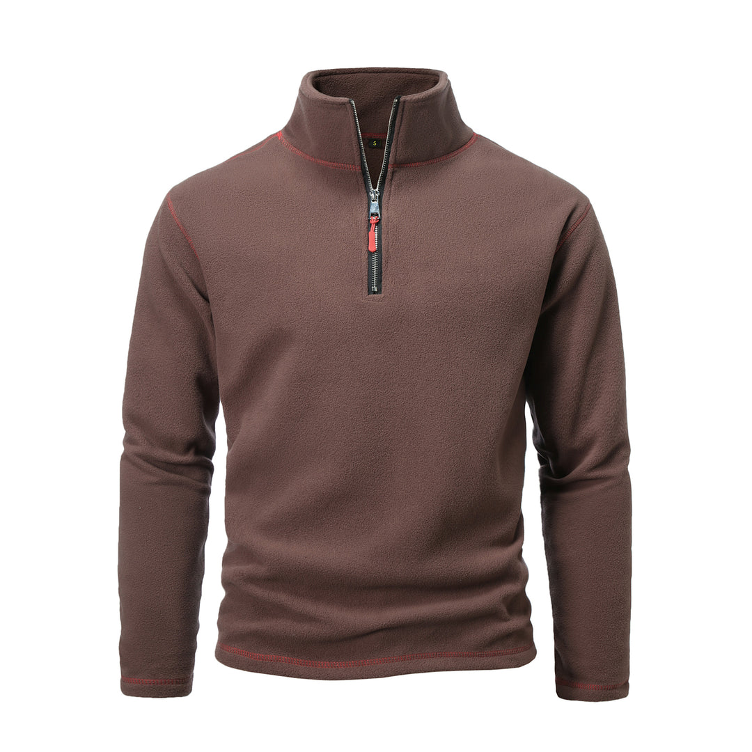 Herren Fleecepullover mit hohem Kragen und halbem Reißverschluss EB