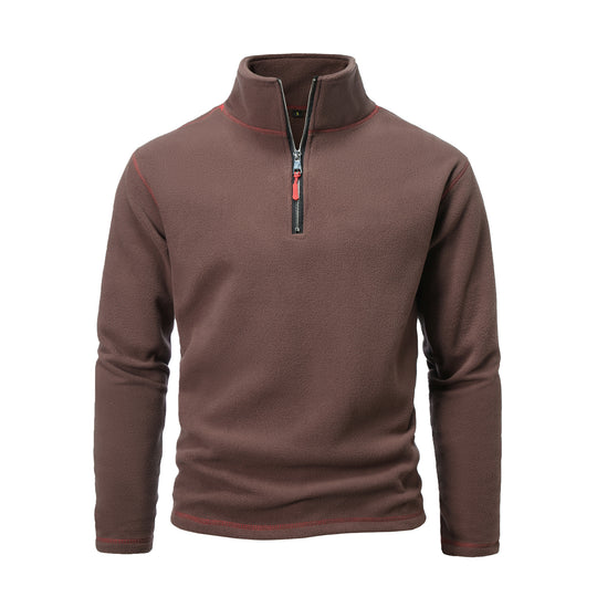 Herren Fleecepullover mit hohem Kragen und halbem Reißverschluss EB
