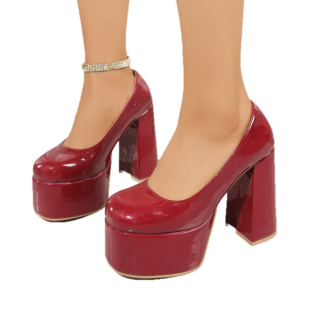 Damen Plateau-Pumps mit elegantem Blockabsatz und funkelndem Akzent EB