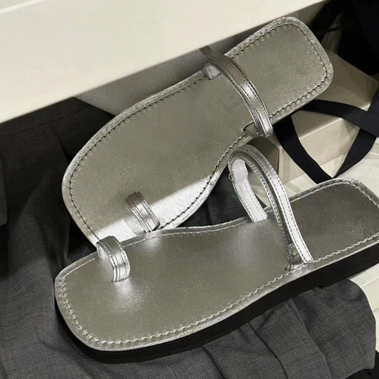 Damen Zehentrenner-Sandalen mit verstellbarem Riemendesign und ergonomischem Fußbett EB