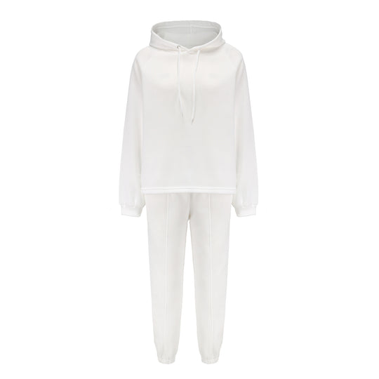 Damen kuscheliges Lounge-Zweiteiler-Set mit oversized Kapuzenpullover, Balloon-Ärmeln und taillierter Jogginghose EB