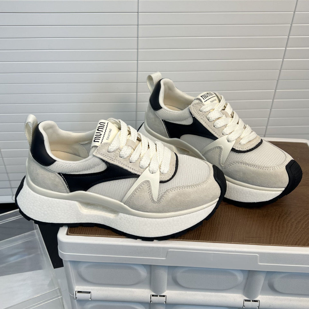 Damen moderne Chunky Sneakers mit elastischem Obermaterial und rutschfester Sohle EB