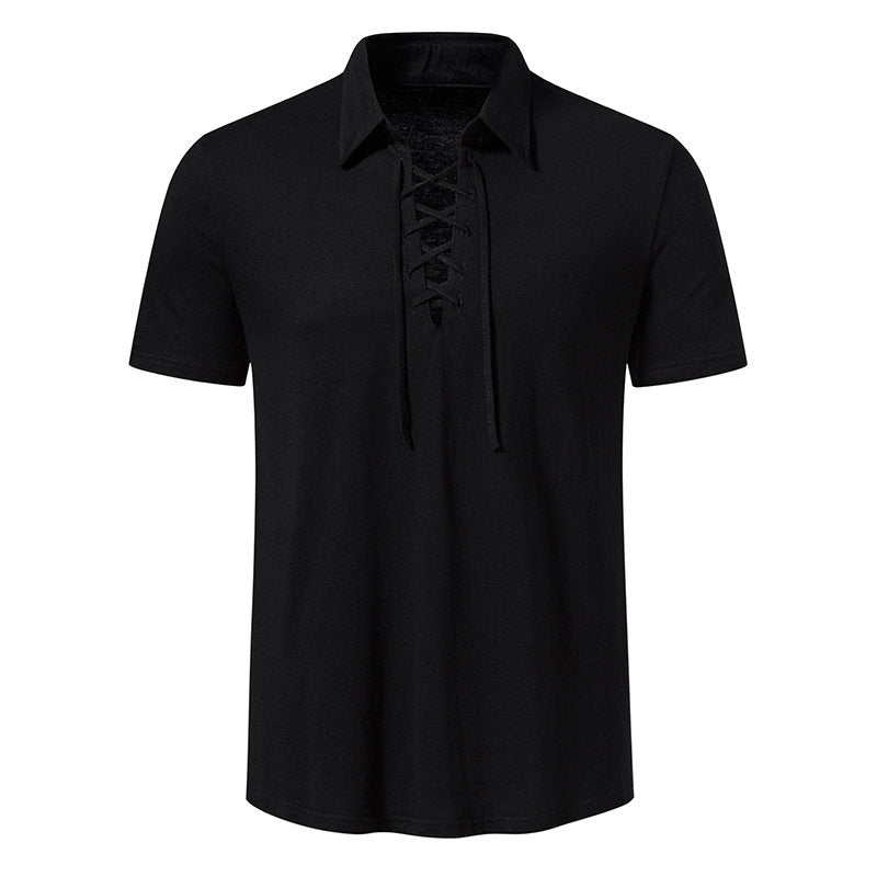 Herren Poloshirt mit modernem Schnürdesign und hochwertiger Baumwollqualität EB