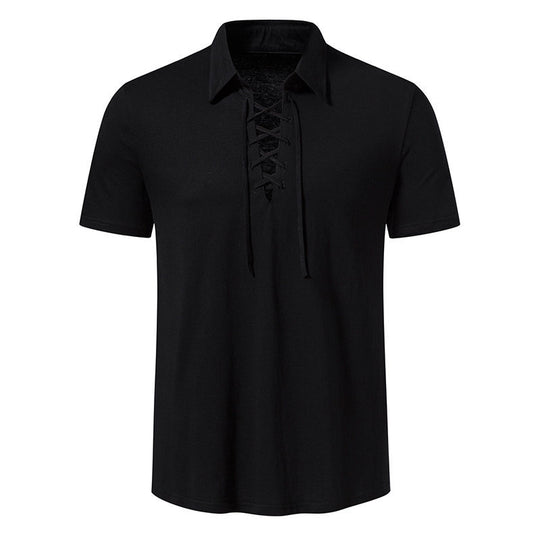 Herren Poloshirt mit modernem Schnürdesign und hochwertiger Baumwollqualität EB