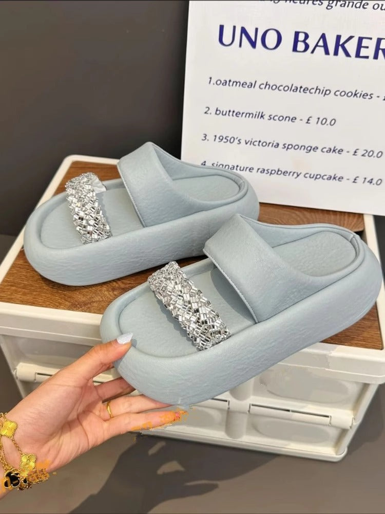 Damen modische Clogs mit eleganter Glitzerapplikation und bequemer Sohle EB
