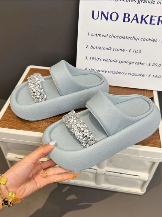 Damen modische Clogs mit eleganter Glitzerapplikation und bequemer Sohle EB