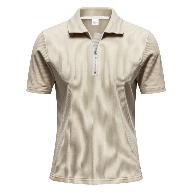 Unisex nan kurzärmeliges Halbzip-Polo aus geripptem Jersey mit Hemdkragen EB