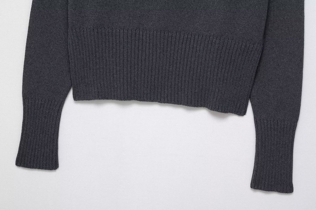 Damen eleganter Oversized-Strickpullover mit weitem Rundhalsausschnitt EB